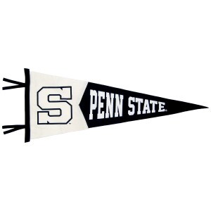 white and navy pennant with large block S and Penn State